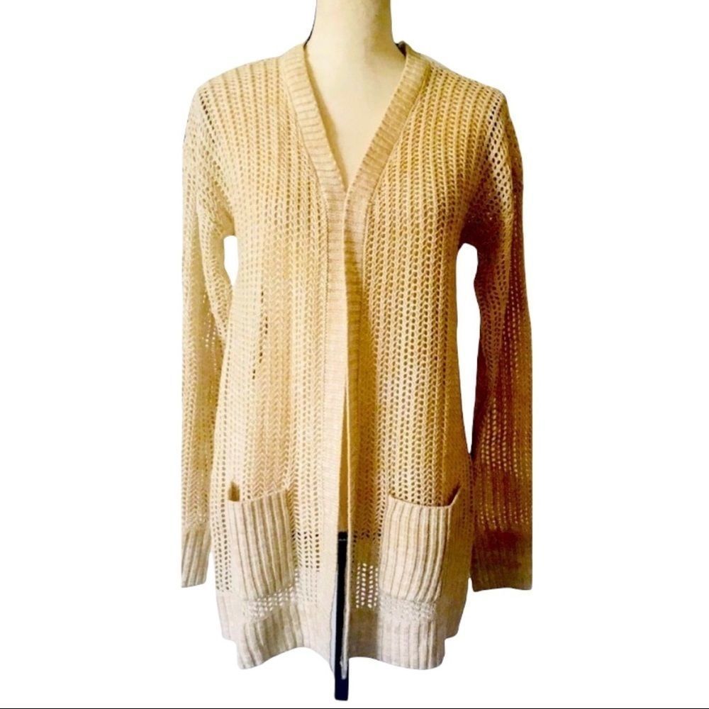 NWT! PRETTY OHMG WHEAT LONG CARDIGAN SWEATER